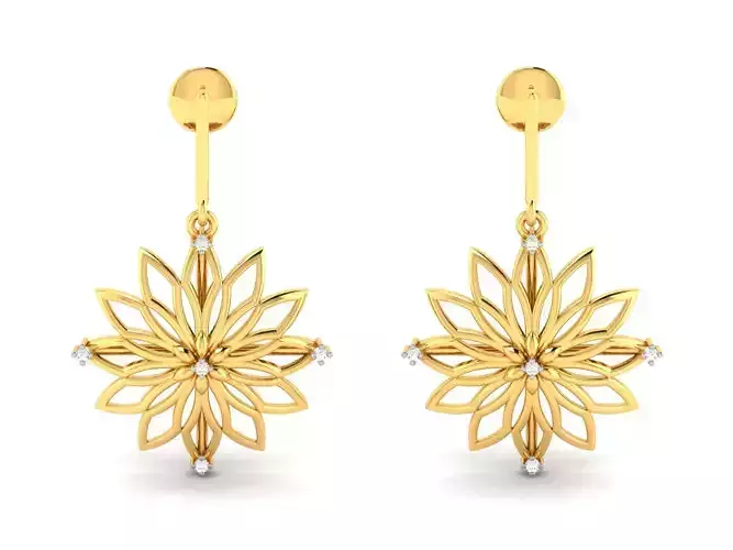 Earrings-3657 gold earring with diamonds