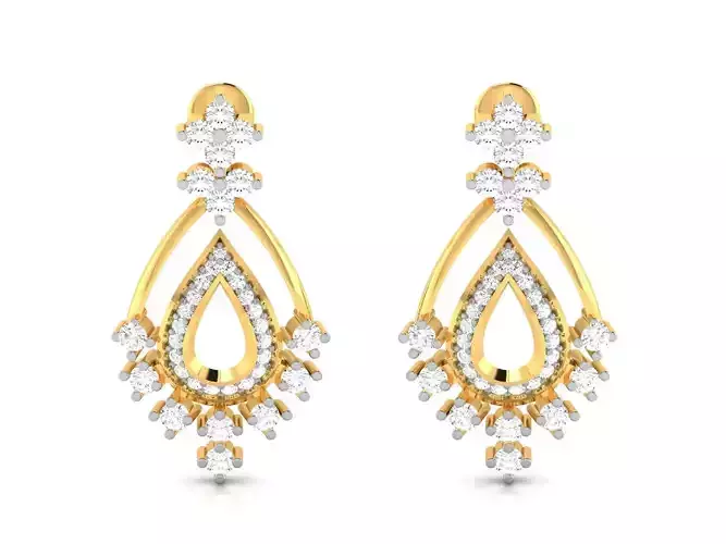 Earrings-3652 pair of gold earrings with diamonds