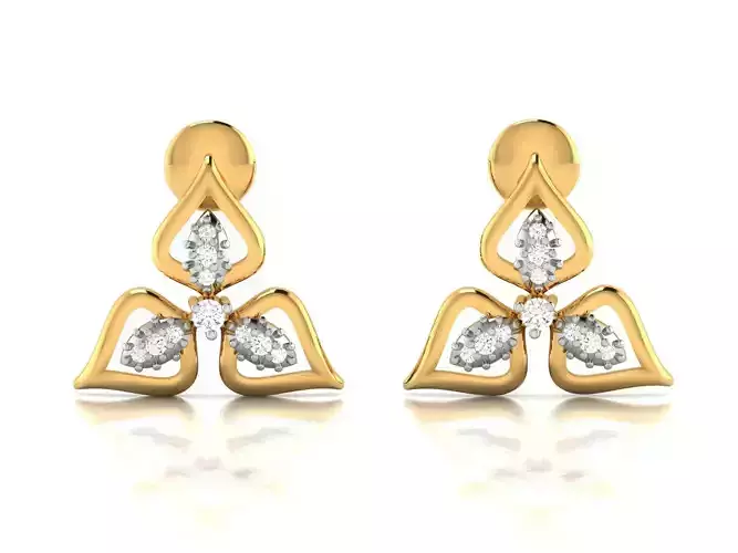 Earrings-3618 diamond stud earring gold