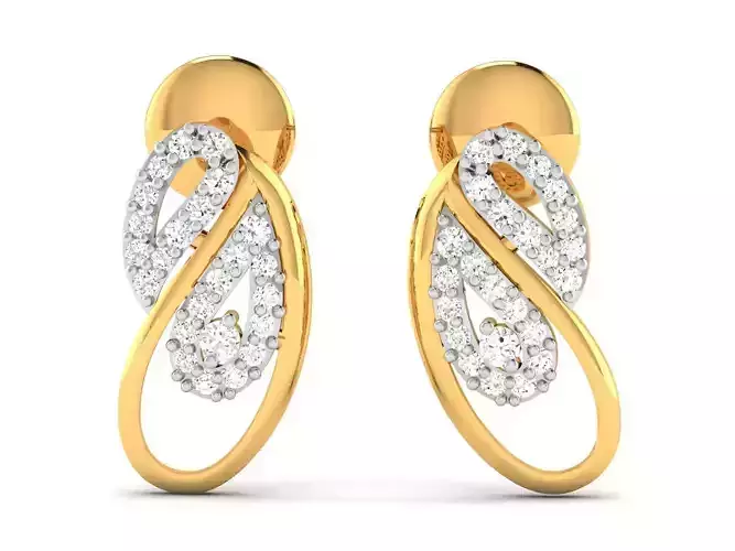 Earrings-3617 pair of diamond earrings gold