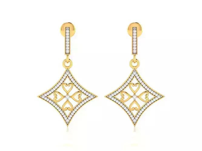 Earrings-3615 pair of gold earrings with diamonds