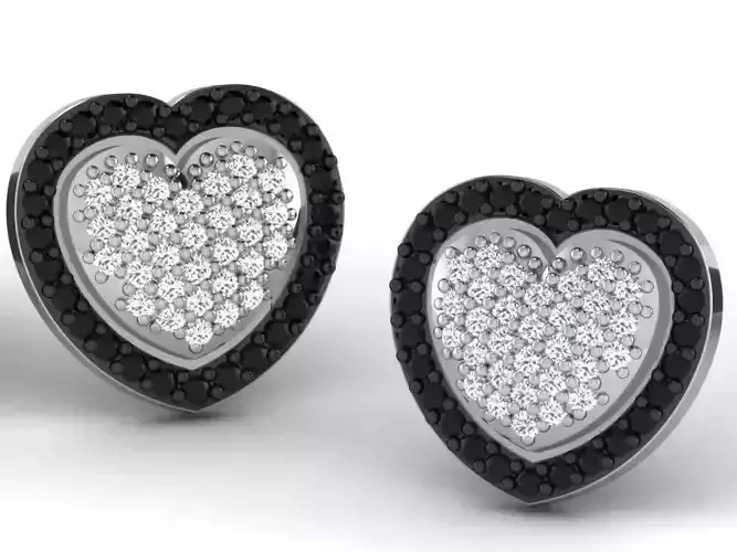 Earrings-3612 diamond heart stud earrings gold