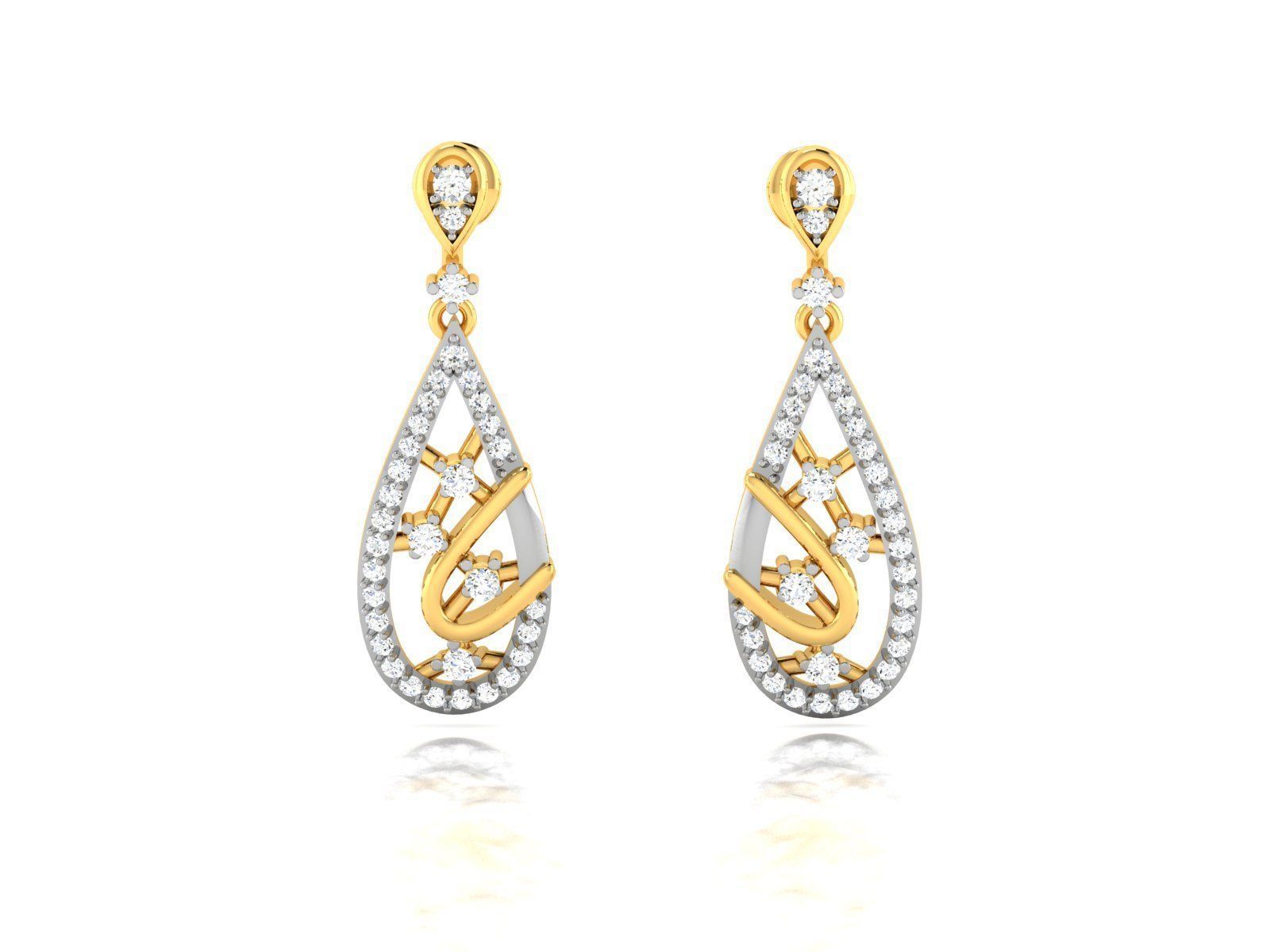 Earrings-3533 gold diamond earring 3D print model_4