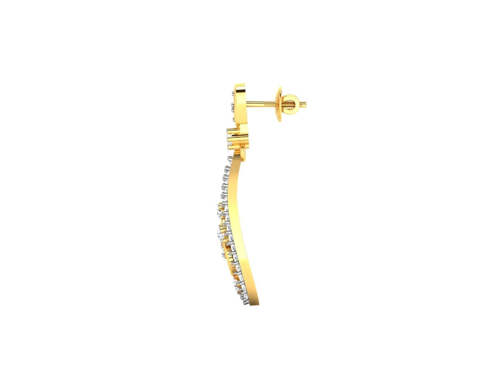 Earrings-3533 gold diamond earring 3D print model_5