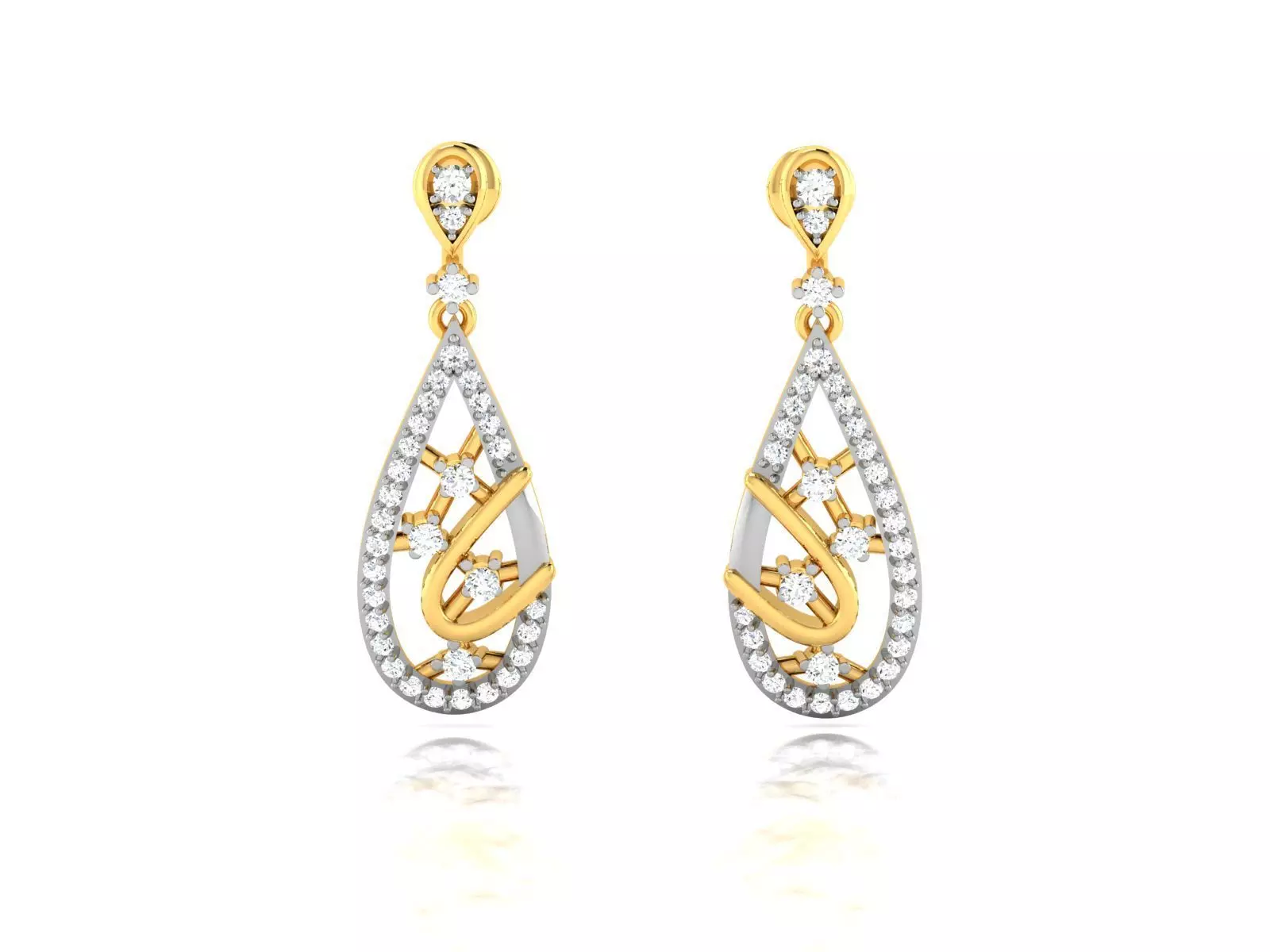 Earrings-3533 gold diamond earring 3D print model_0