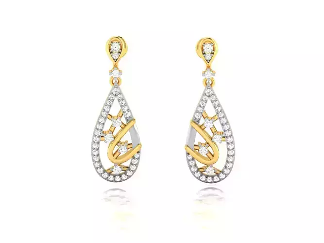 Earrings-3533 gold diamond earring 3D print model
