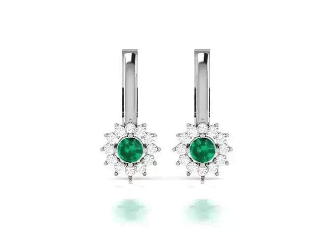 Earrings-3510 pair of earrings with emerald stone