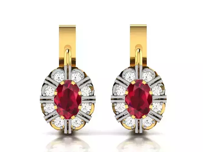 Earrings-3509 ruby and diamond earrings