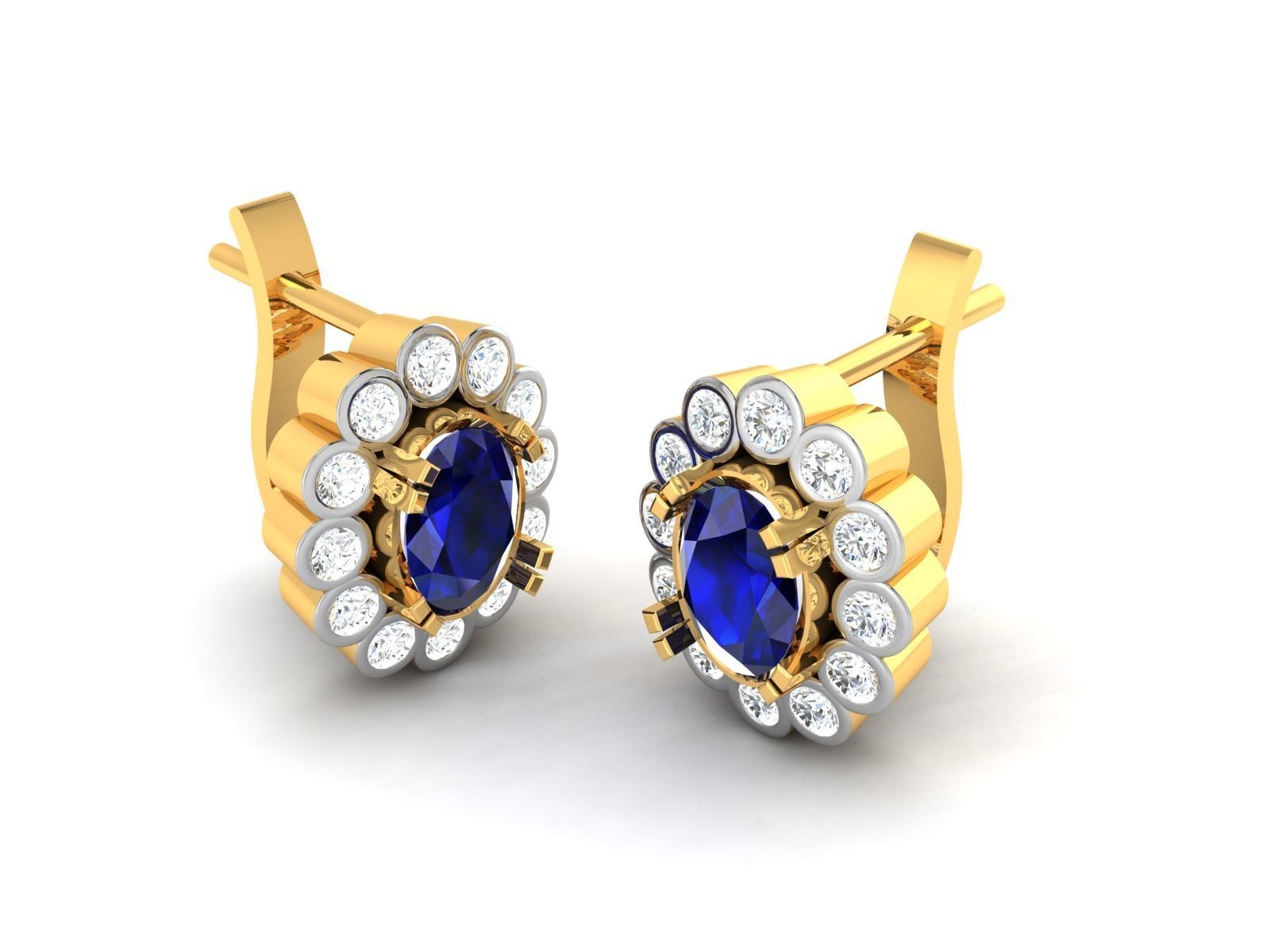 Earrings-3508 sapphire and diamond earrings 3D print model_2