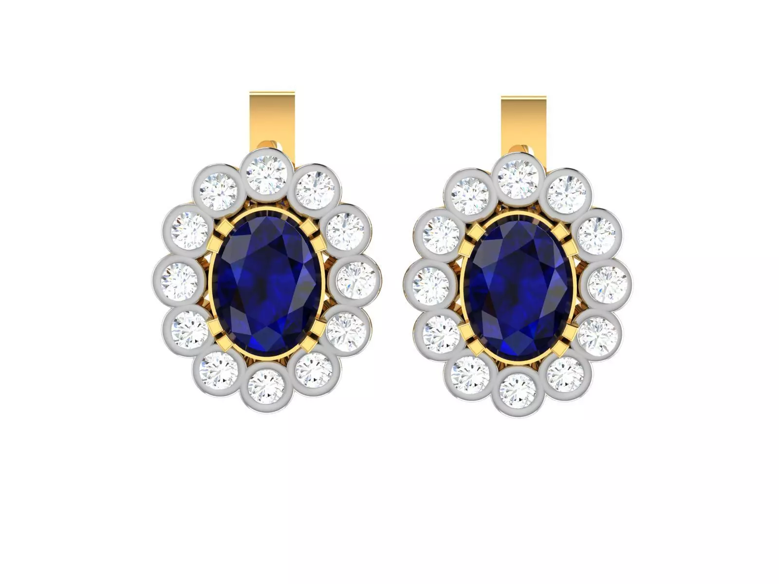 Earrings-3508 sapphire and diamond earrings 3D print model_0