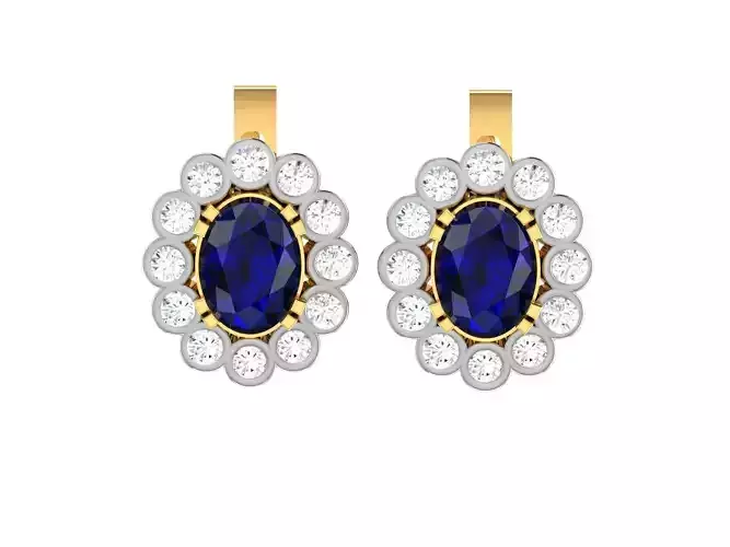 Earrings-3508 sapphire and diamond earrings 3D print model