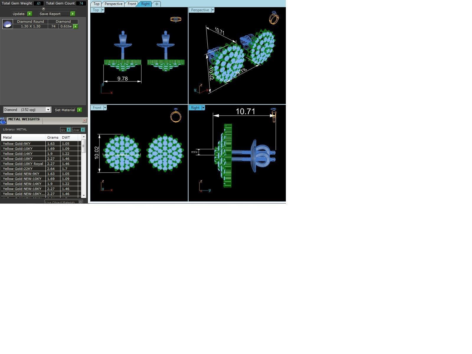 Earrings-3482 diamond stud earrings gold 3D print model_3