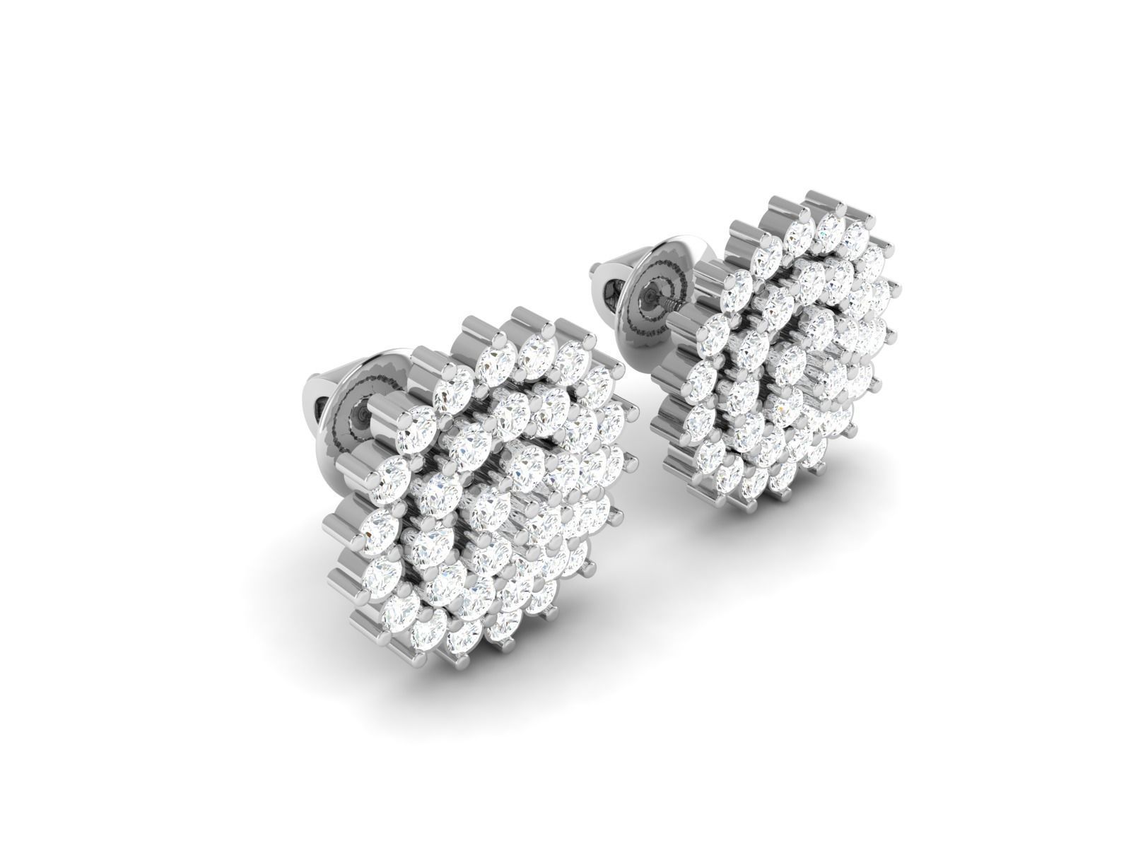 Earrings-3482 diamond stud earrings gold 3D print model_5