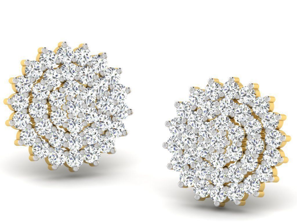 Earrings-3482 diamond stud earrings gold 3D print model_7