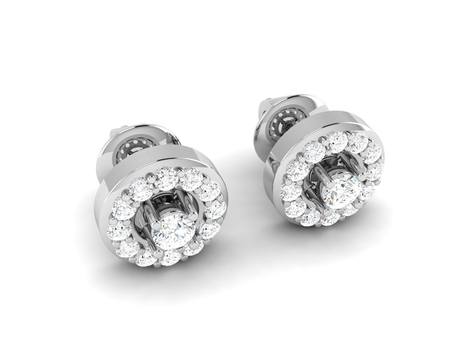 Earrings-3465 diamond stud earrings gold 3D print model_2