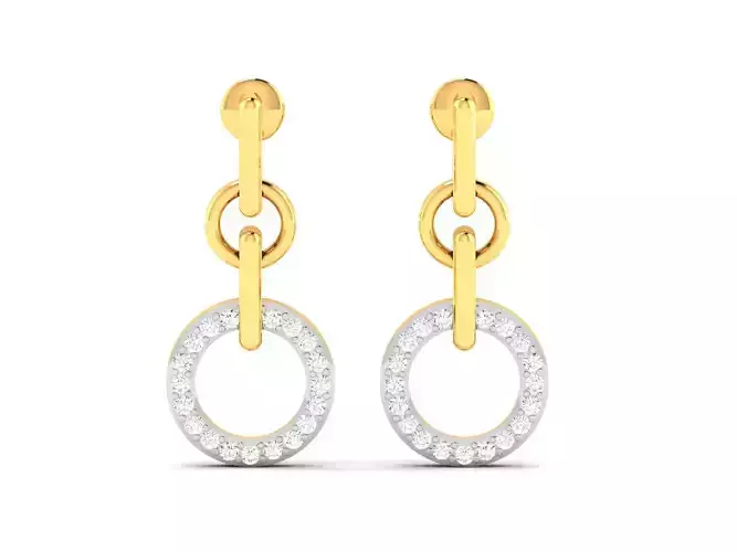 Earrings-3462 diamond dangle earrings in gold 3D print model