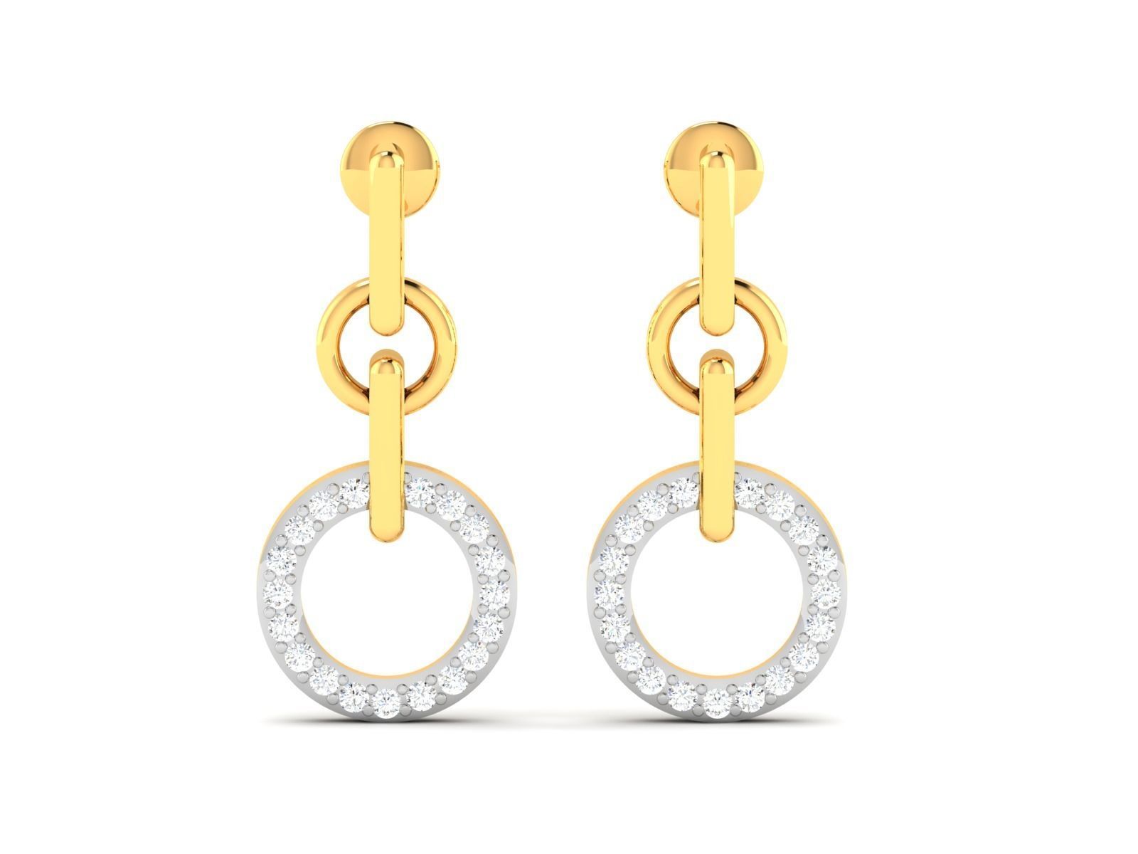 Earrings-3462 diamond dangle earrings in gold 3D print model_4