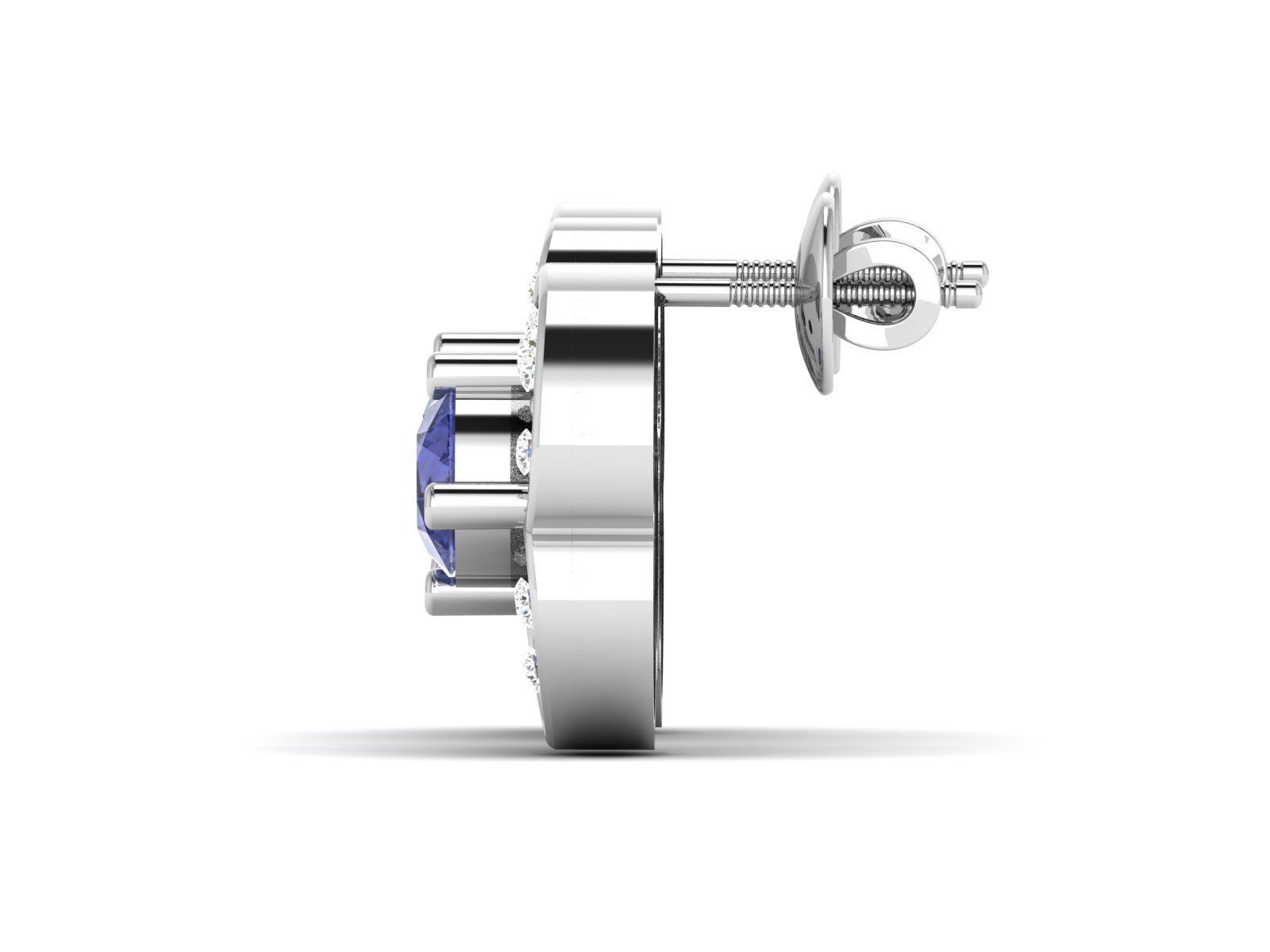 Earrings-3460 sapphire and diamond flower stud earrings 3D print model_6