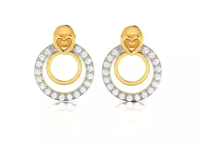 Earrings-3859 diamond hoop earring gold