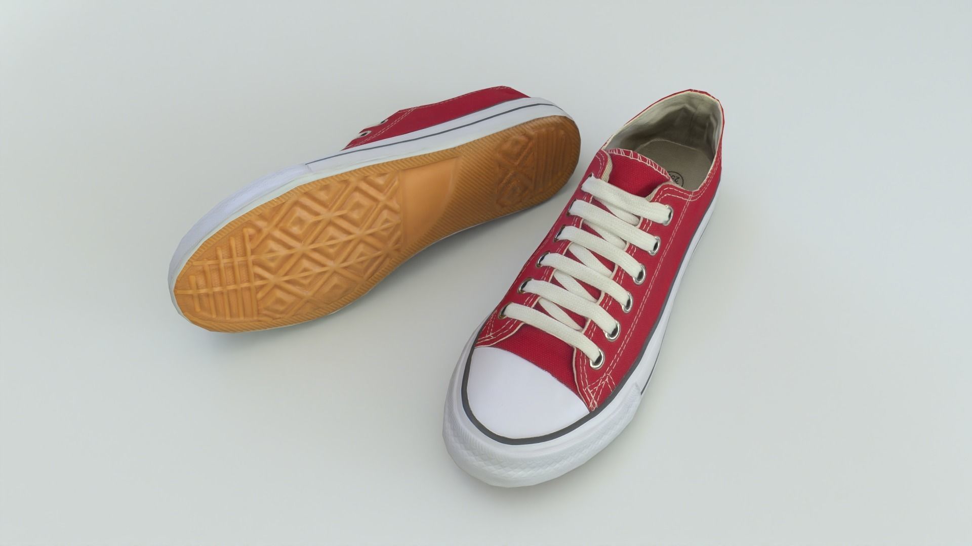 Converse pair of sneakers Low-poly 3D model_2