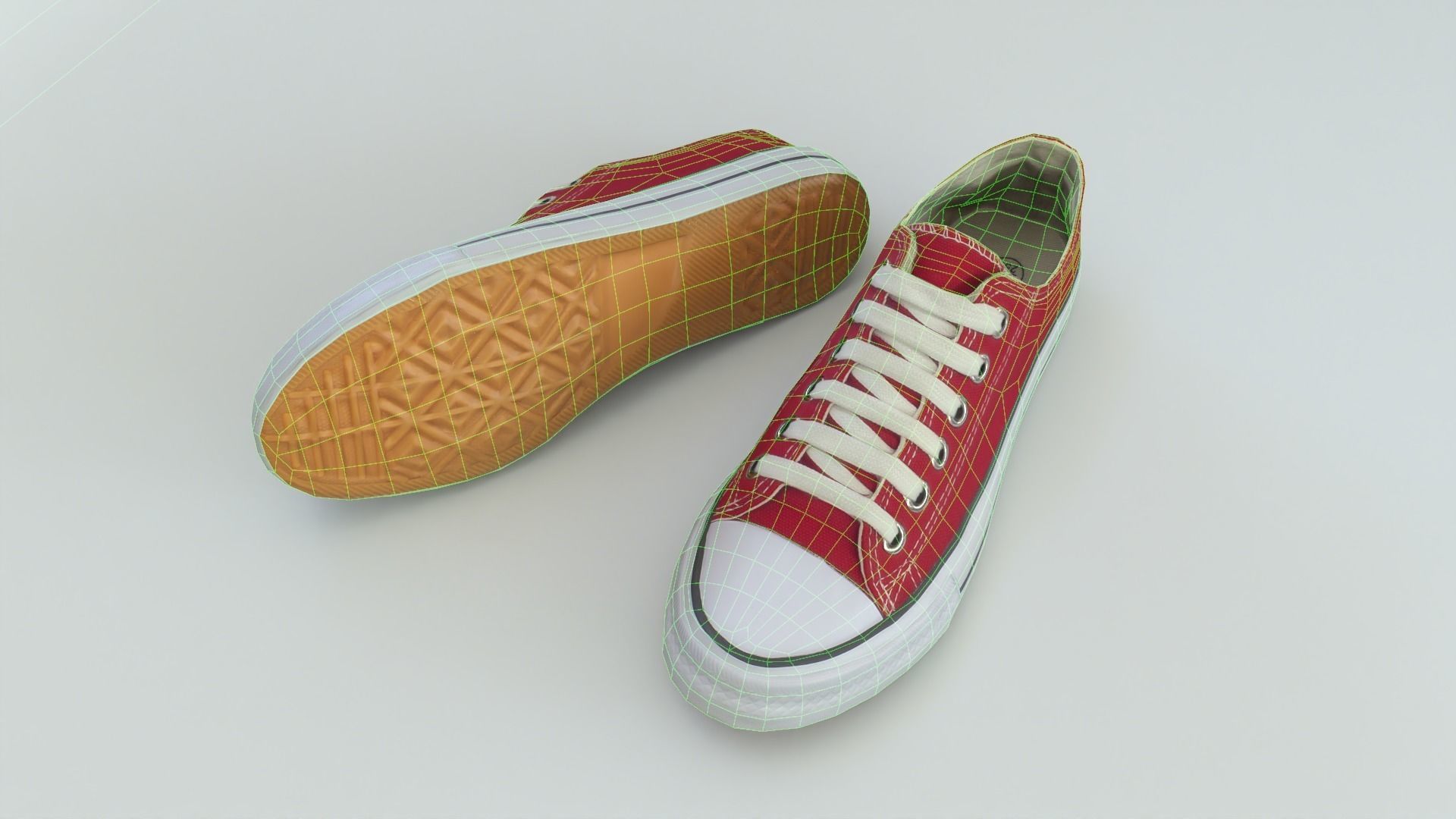 Converse pair of sneakers Low-poly 3D model_6