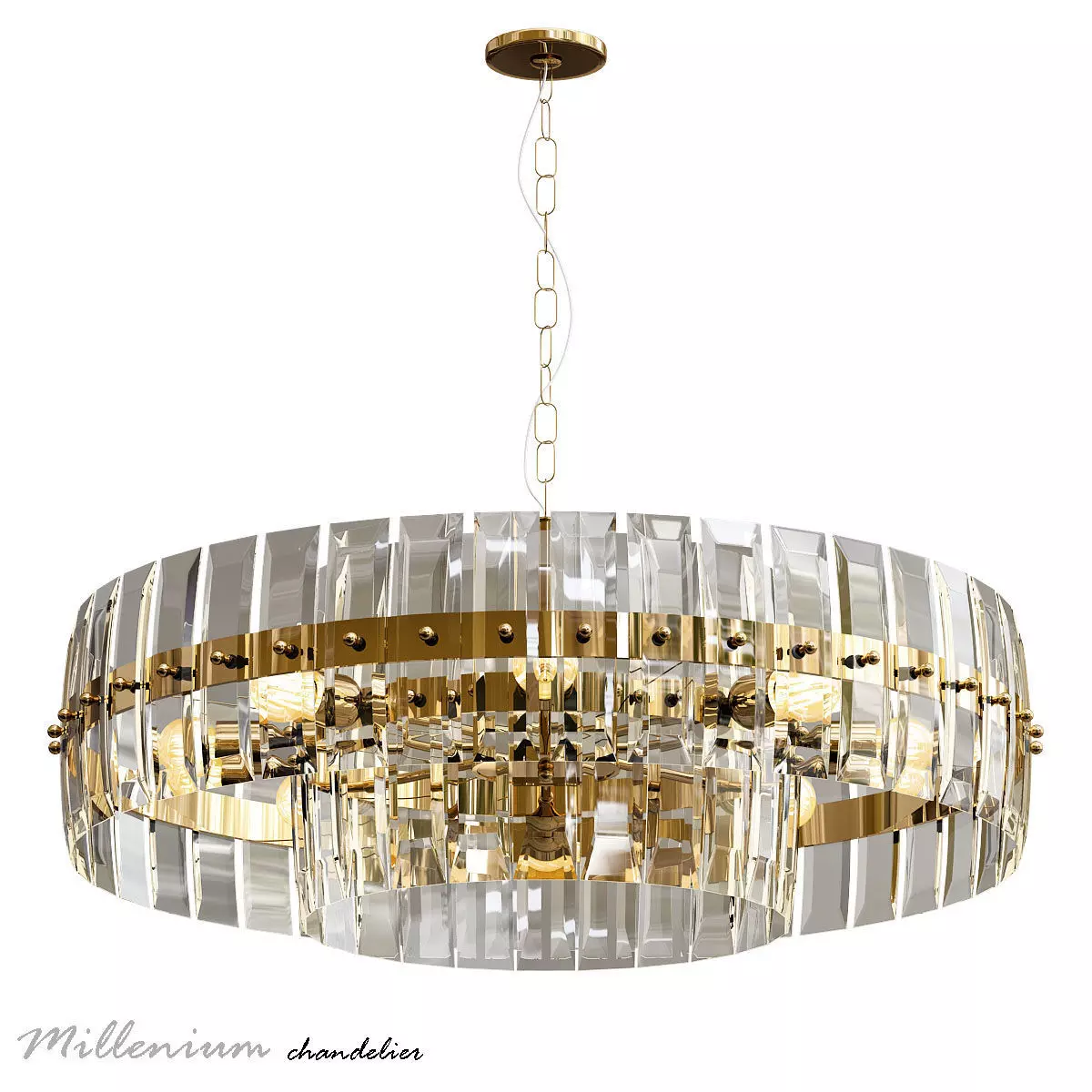 millennium gold crystal chandelier - 3D model