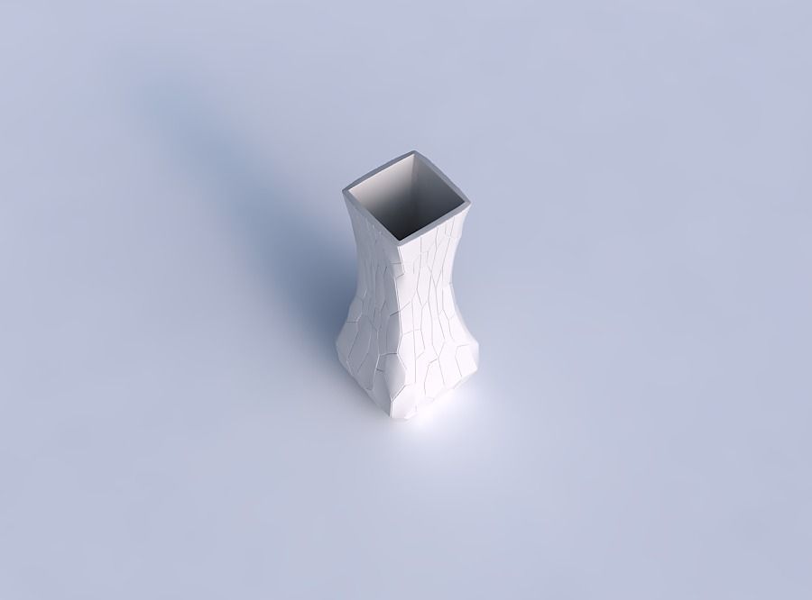 Vase larger opening rectangle with fine organic cells 3D print model_1