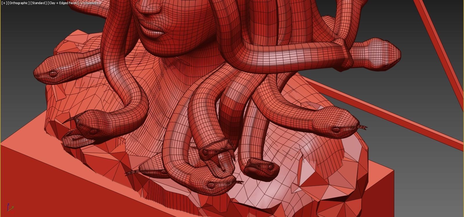 Medusa Sculpture Low Poly  Low-poly 3D model_8