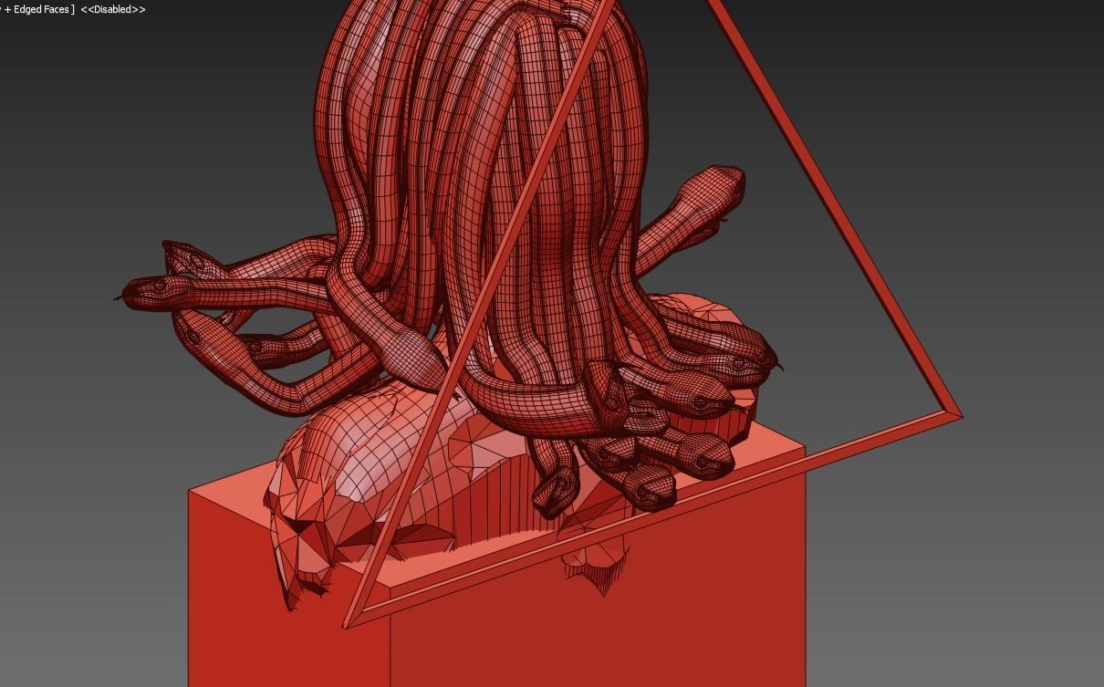 Medusa Sculpture Low Poly  Low-poly 3D model_7