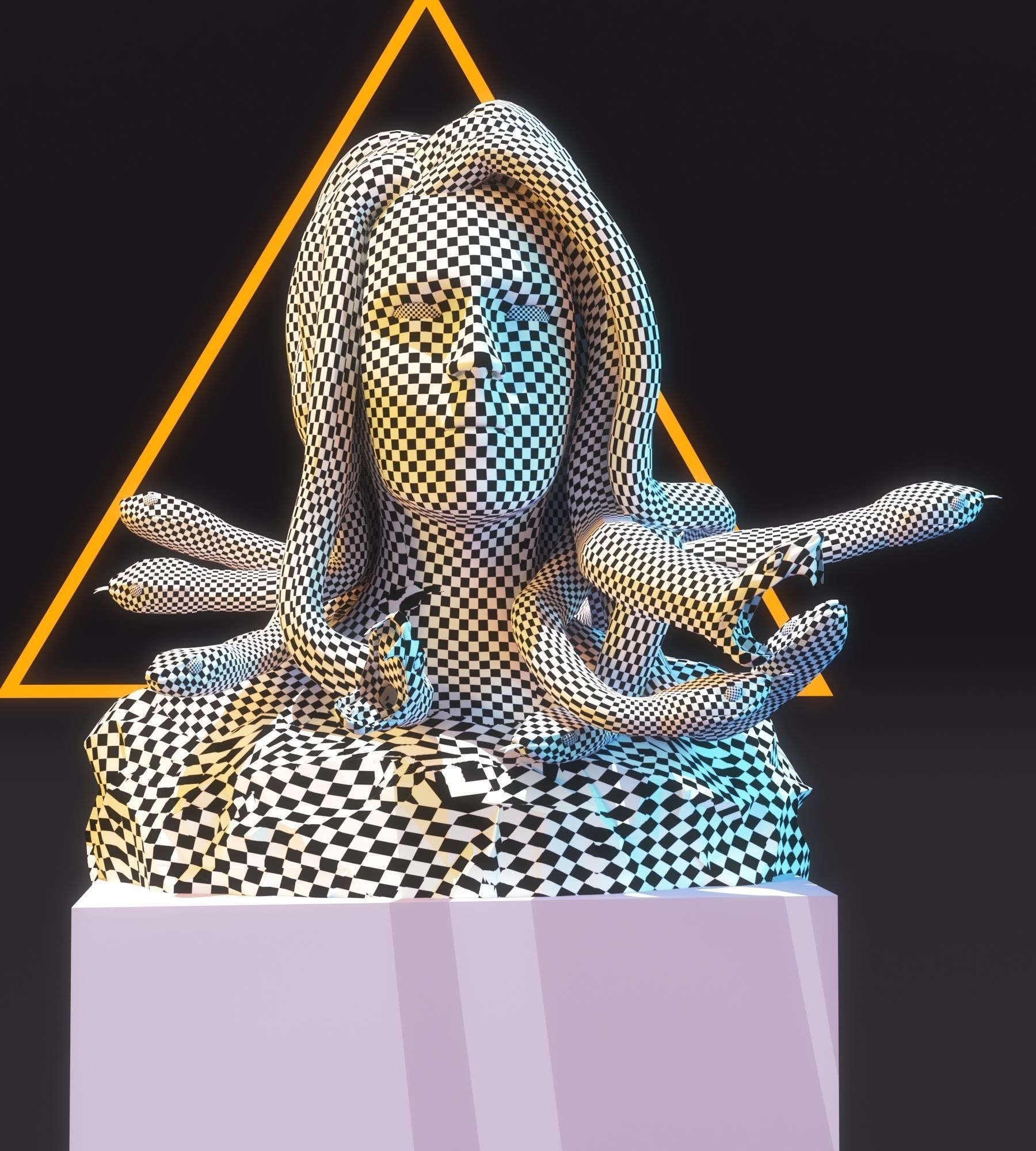 Medusa Sculpture Low Poly  Low-poly 3D model_6