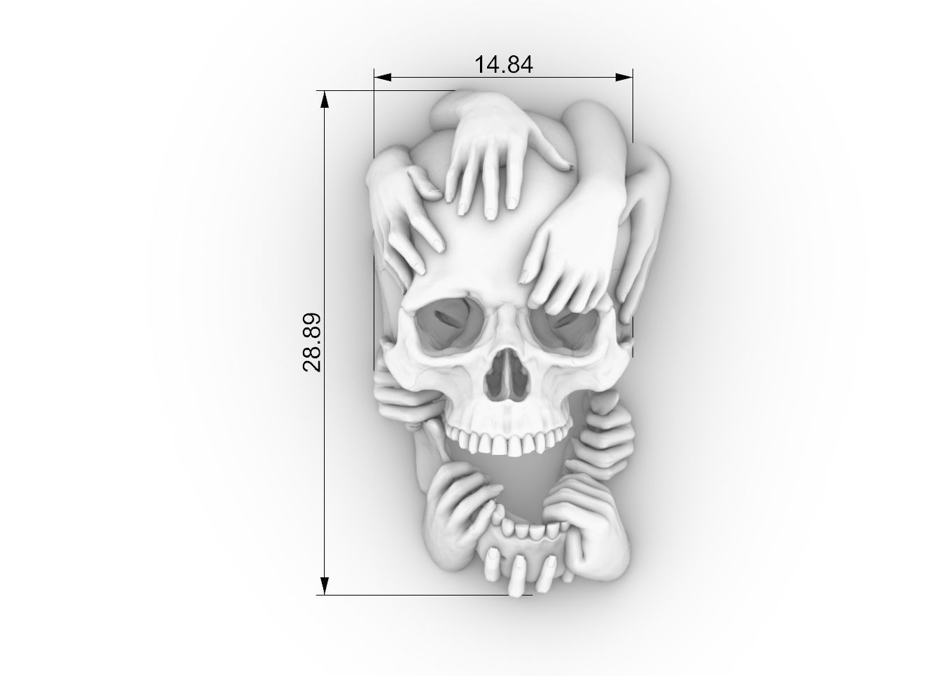 Skull and Hands Relief 3D print model cnc 3D print model_2