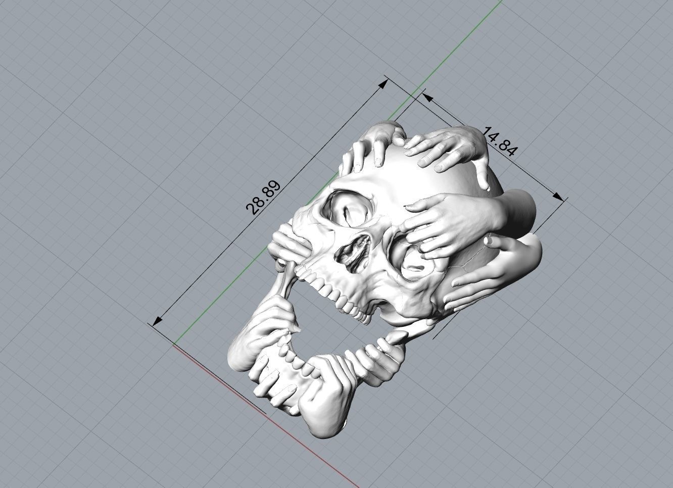 Skull and Hands Relief 3D print model cnc 3D print model_10