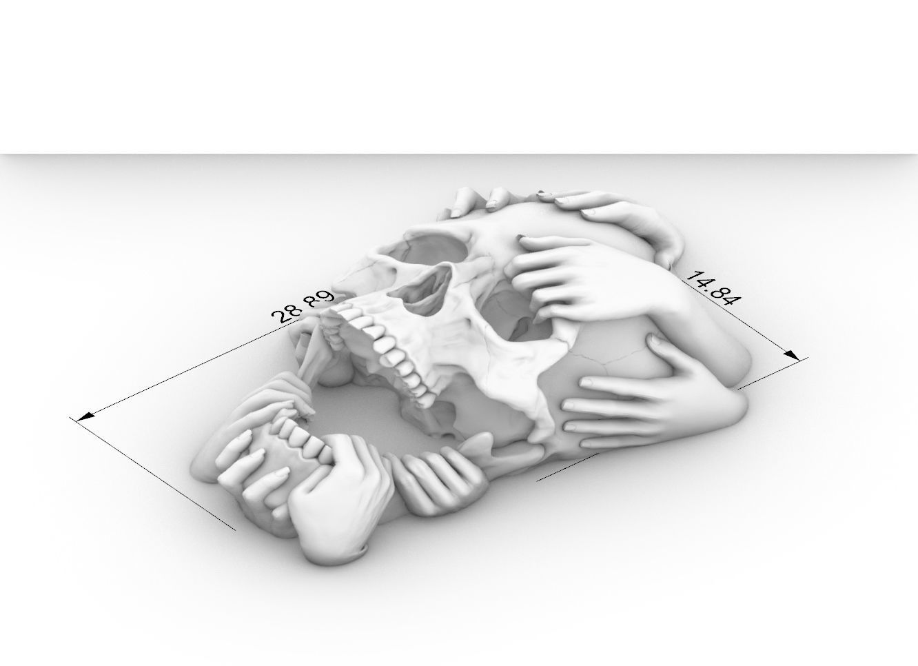 Skull and Hands Relief 3D print model cnc 3D print model_7