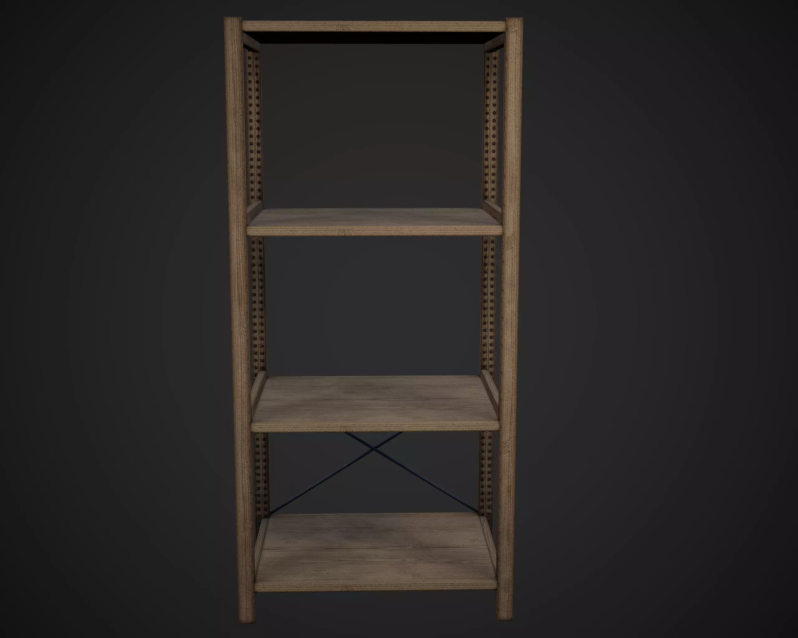 Wood Shelving unit Free low-poly 3D model