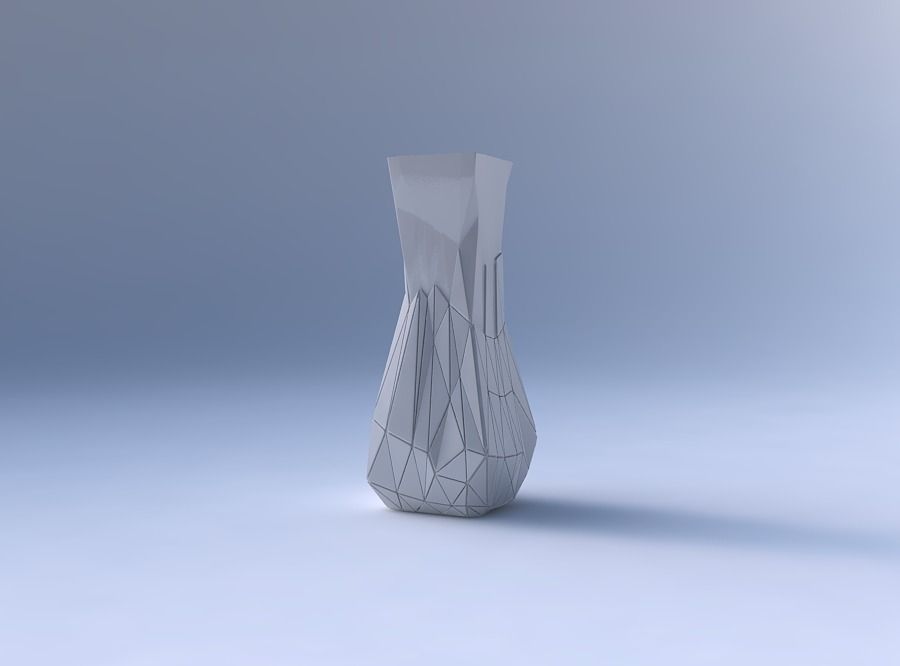 Vase larger opening rectangle with partial random triangle pl... 3D print model_4