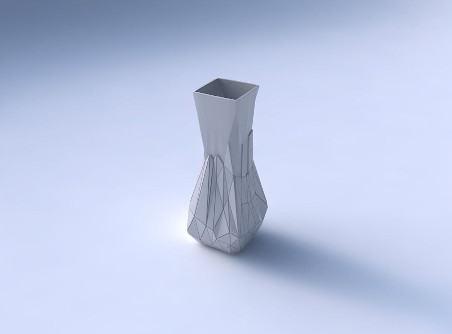 Vase larger opening rectangle with partial random triangle pl... 3D print model_3