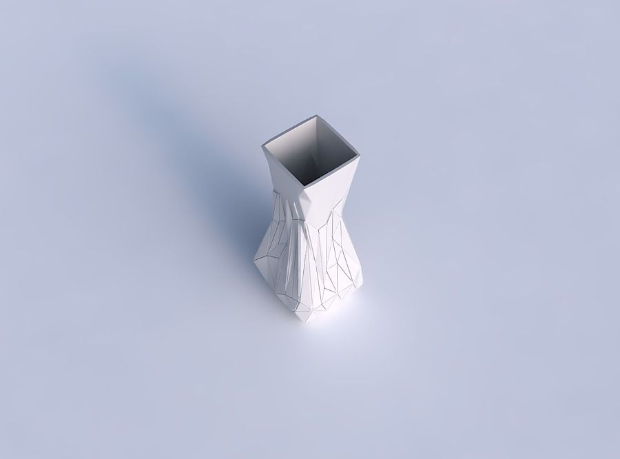 Vase larger opening rectangle with partial random triangle pl... 3D print model_1