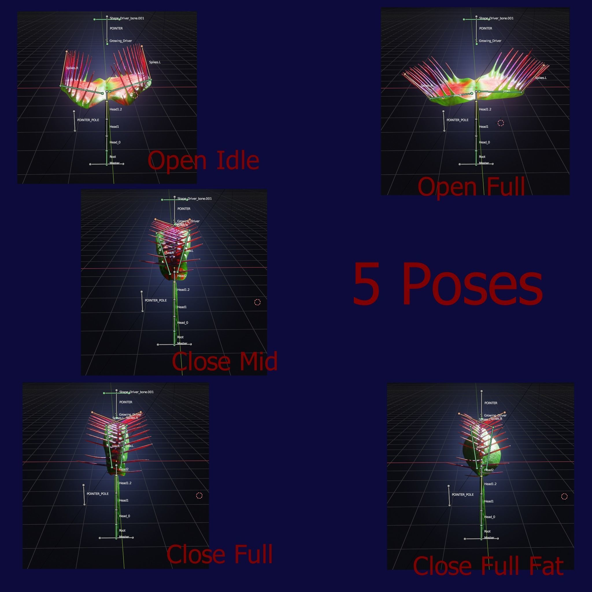 Venus Fly-Trap Rigged Low-poly 3D model_5