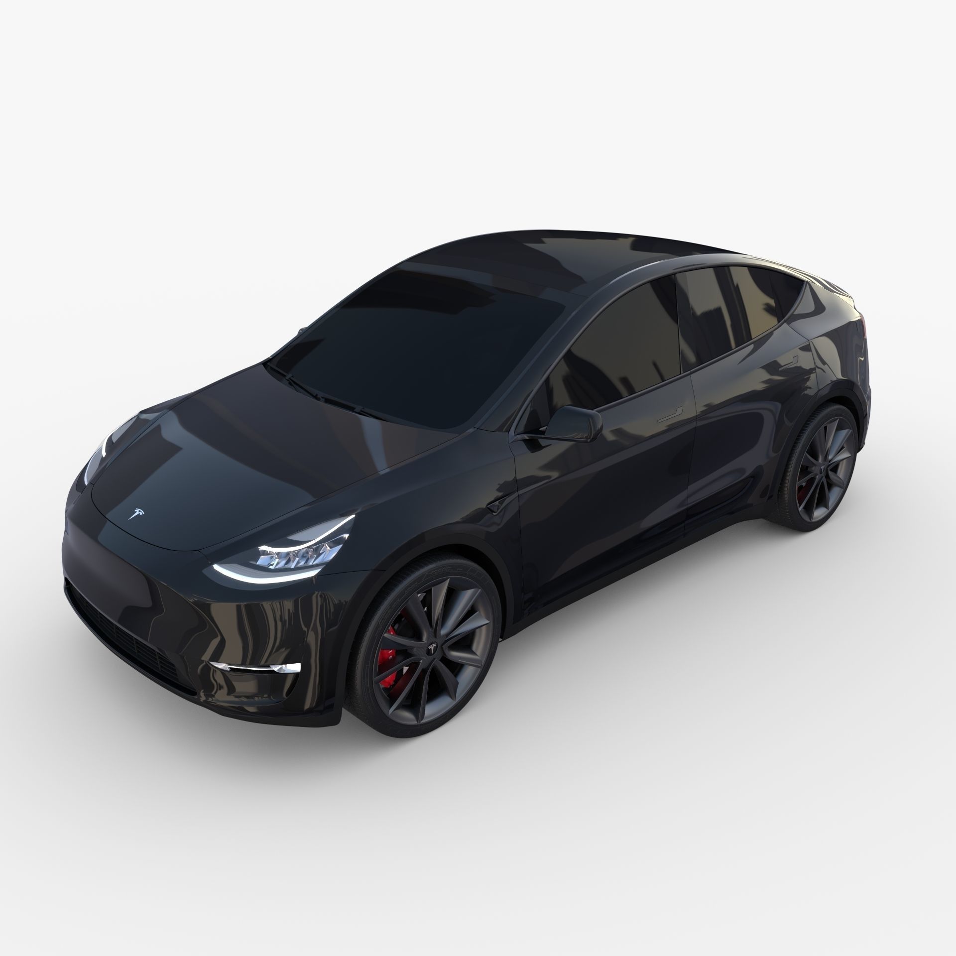 Tesla Model Y AWD Black with chassis 3D model_15