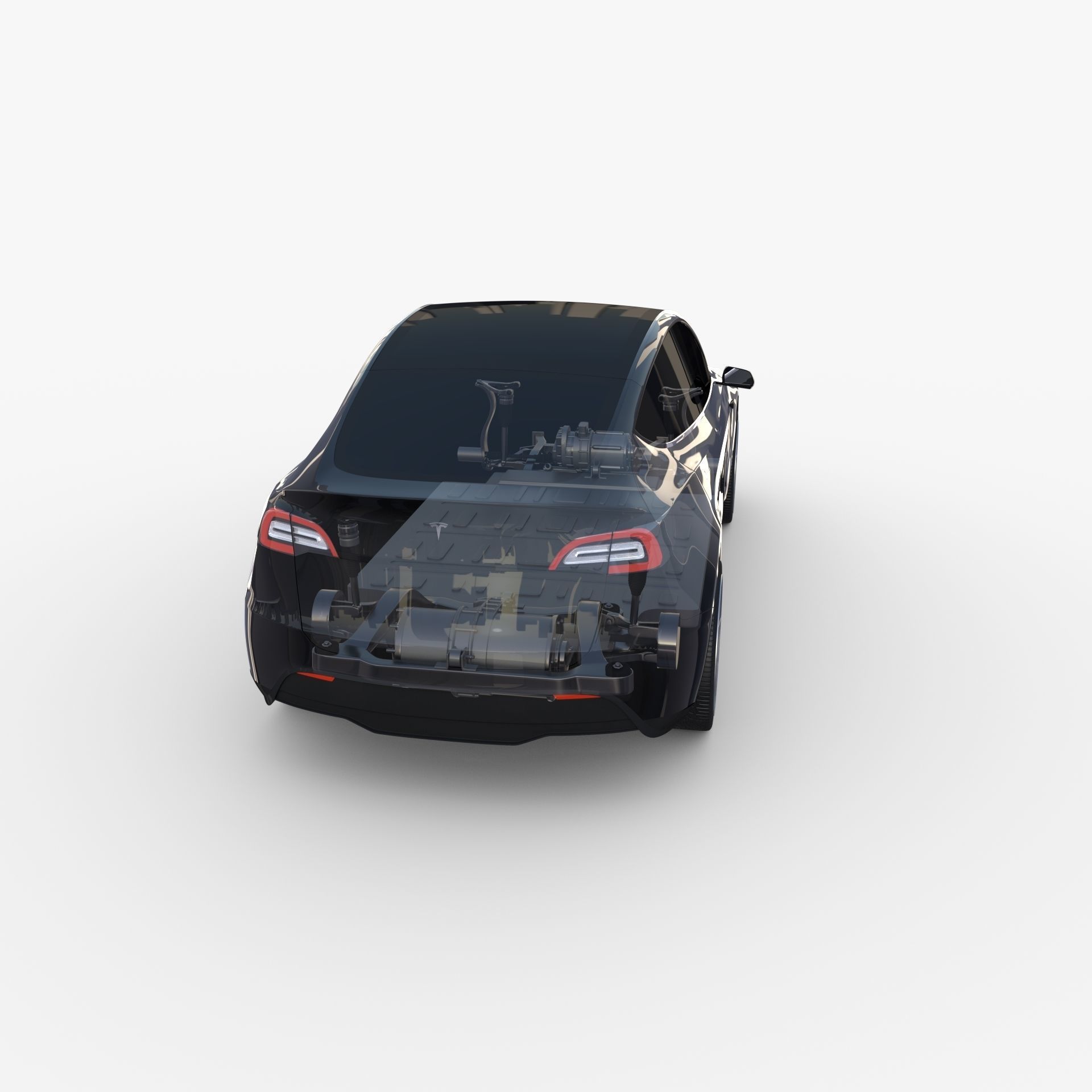 Tesla Model Y AWD Black with chassis 3D model_27