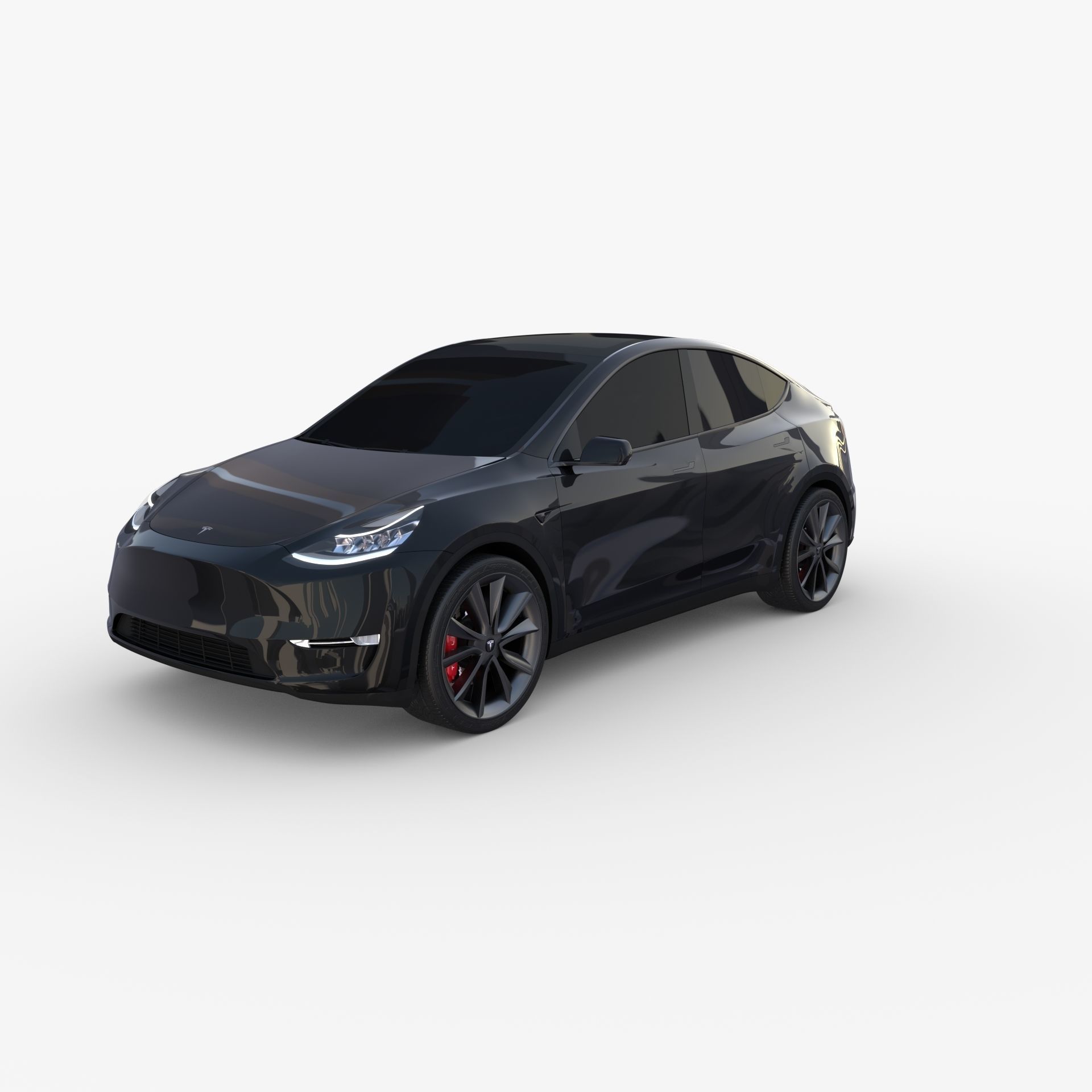 Tesla Model Y AWD Black with chassis 3D model_2