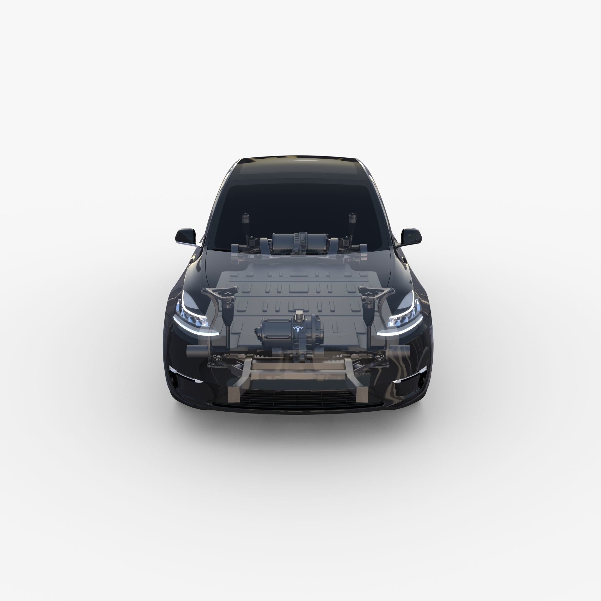 Tesla Model Y AWD Black with chassis 3D model_29
