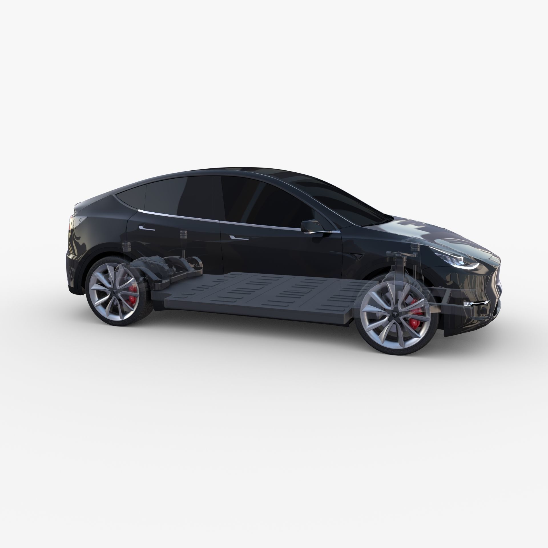 Tesla Model Y AWD Black with chassis 3D model_23