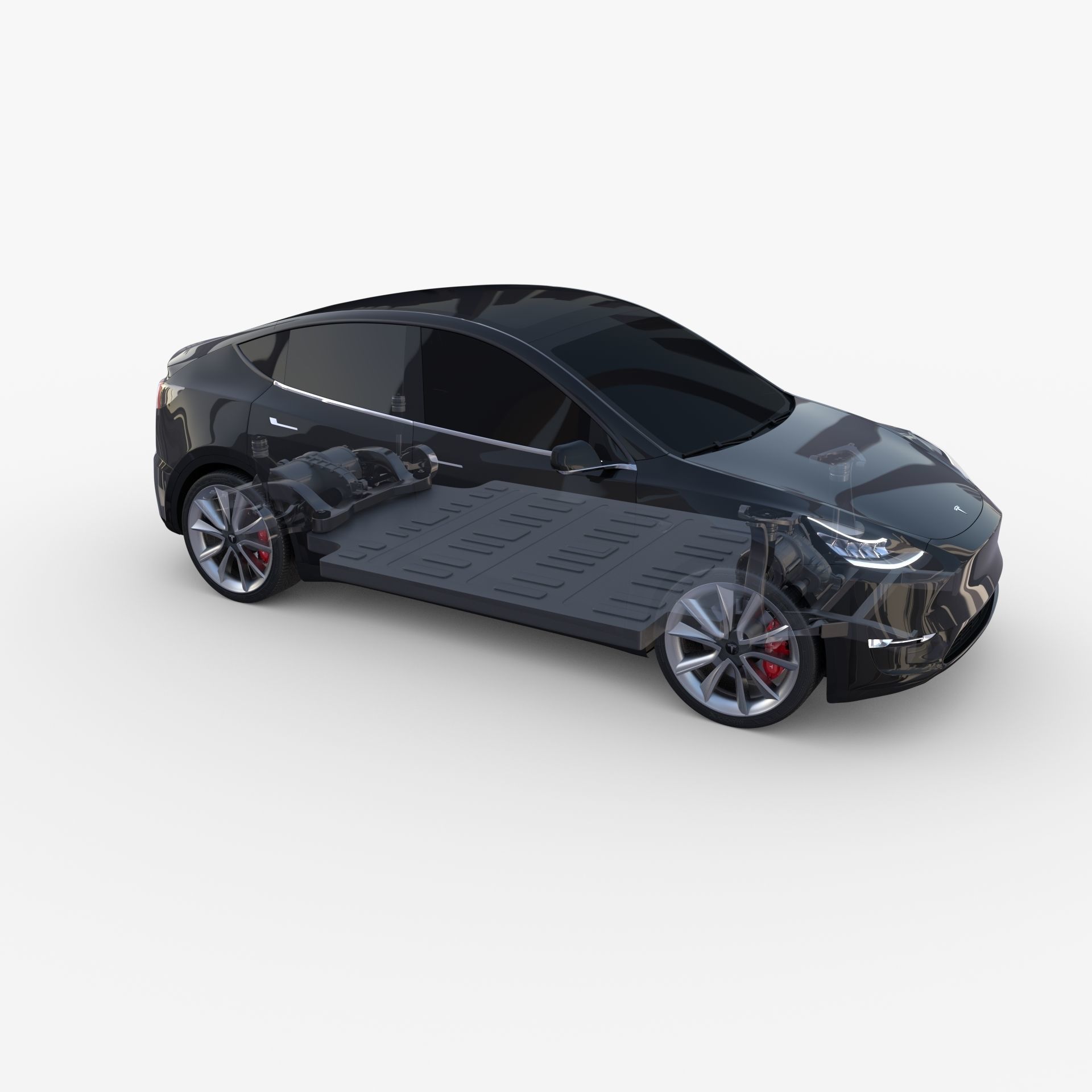 Tesla Model Y AWD Black with chassis 3D model_28