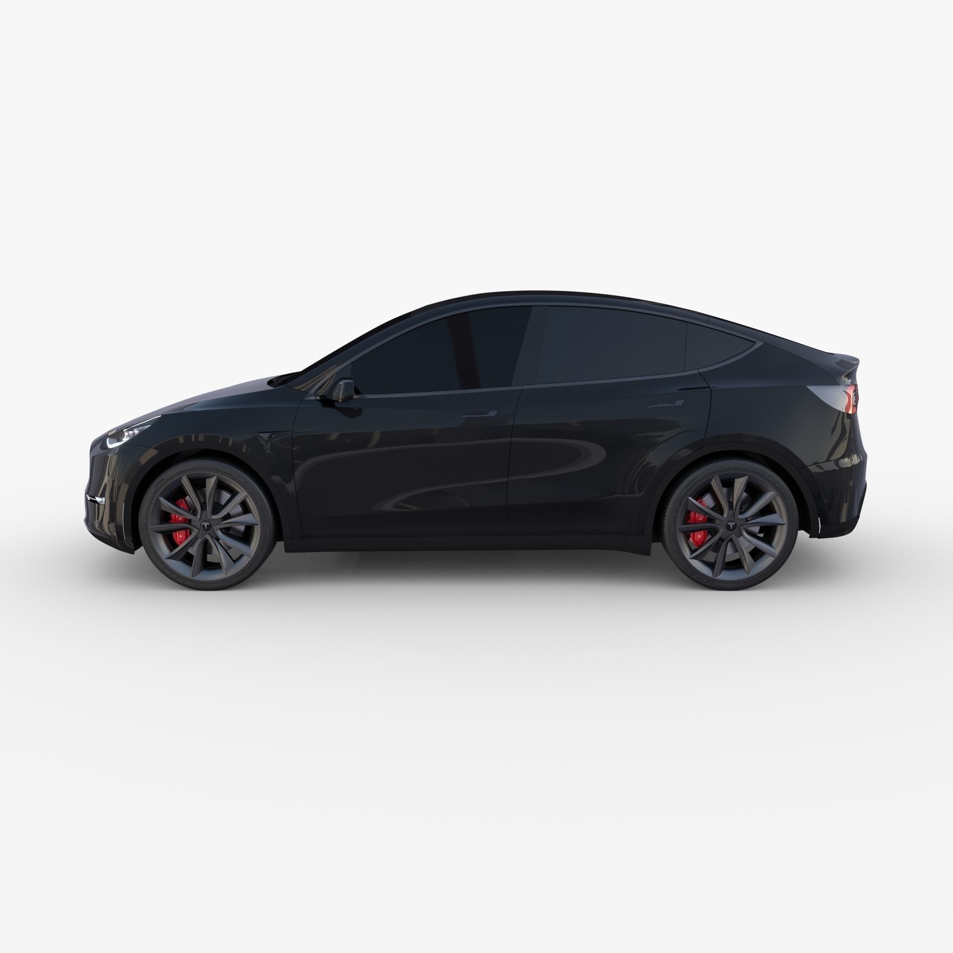 Tesla Model Y AWD Black with chassis 3D model_3