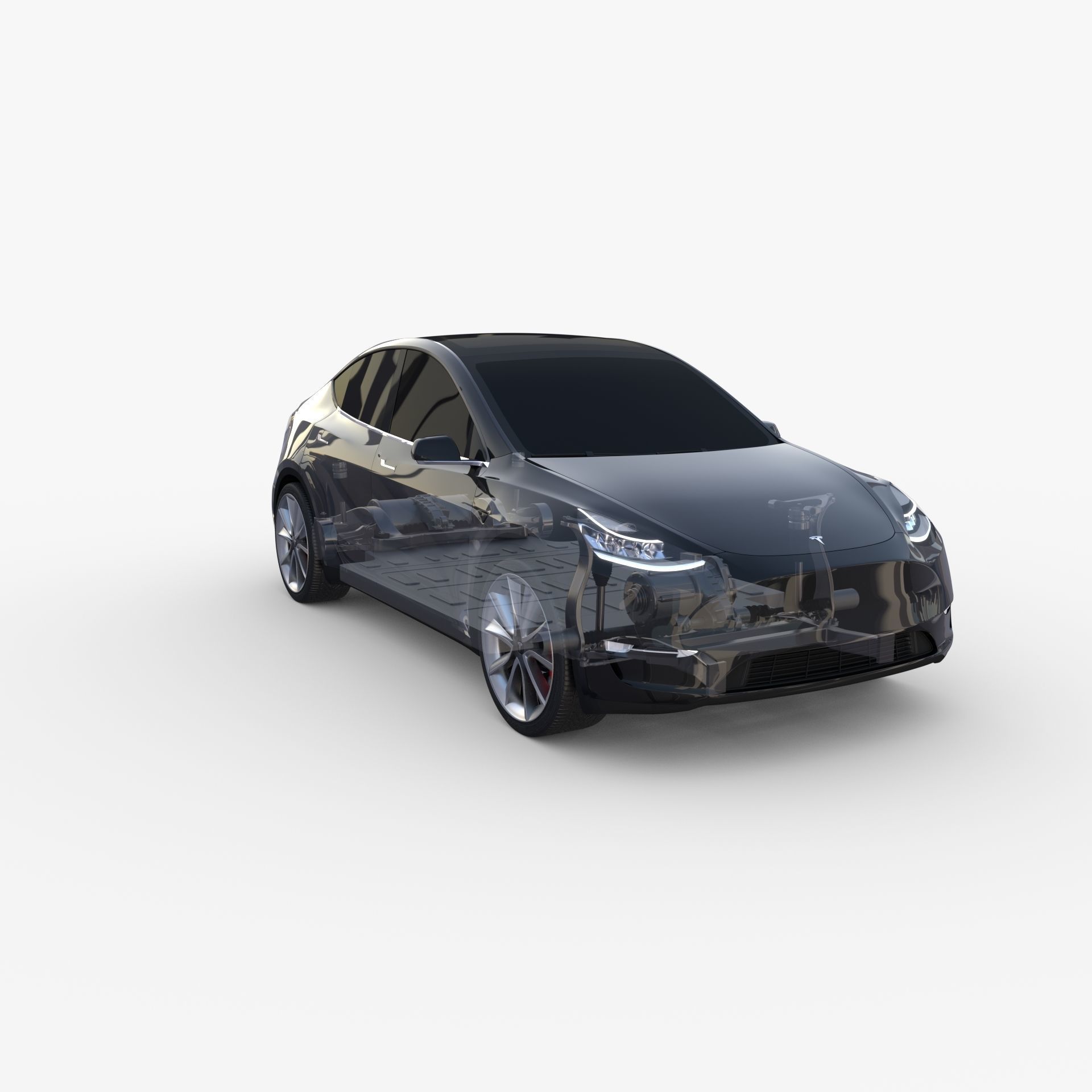 Tesla Model Y AWD Black with chassis 3D model_24