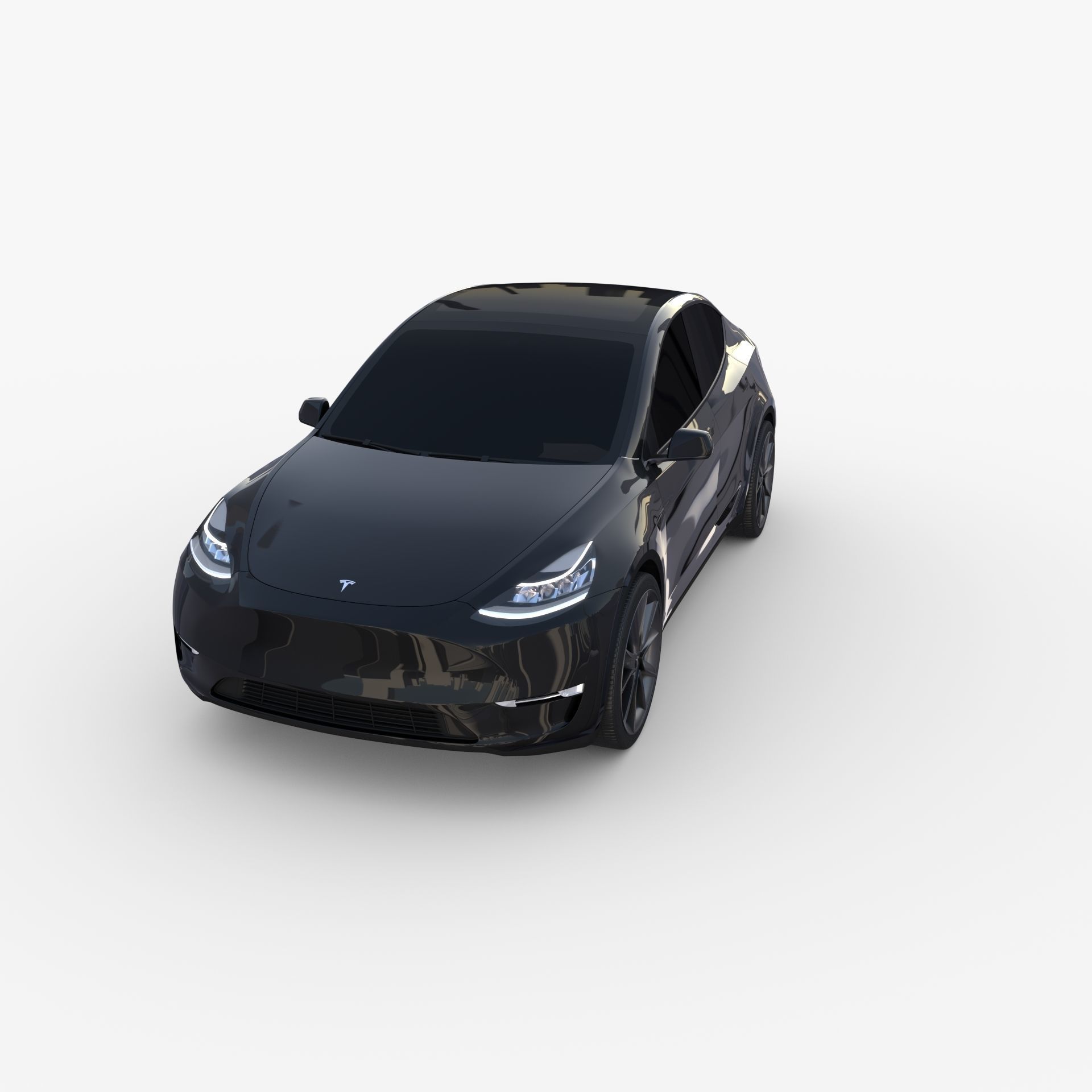 Tesla Model Y AWD Black with chassis 3D model_8
