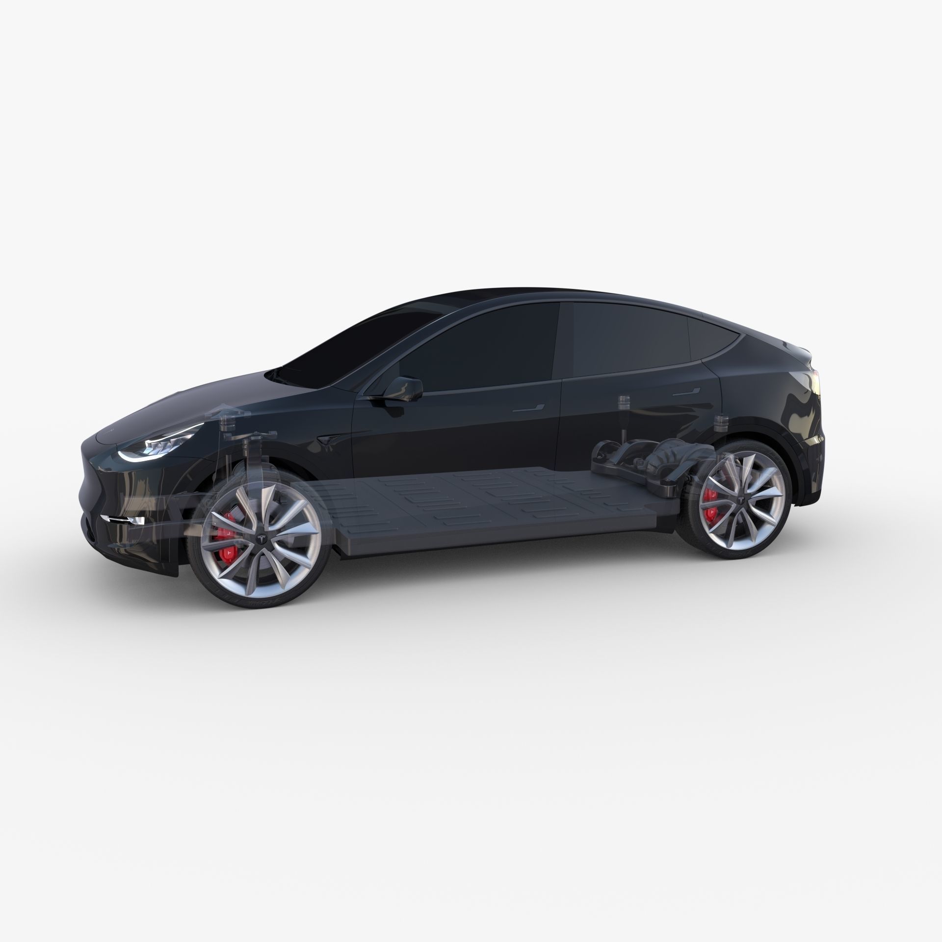 Tesla Model Y AWD Black with chassis 3D model_20