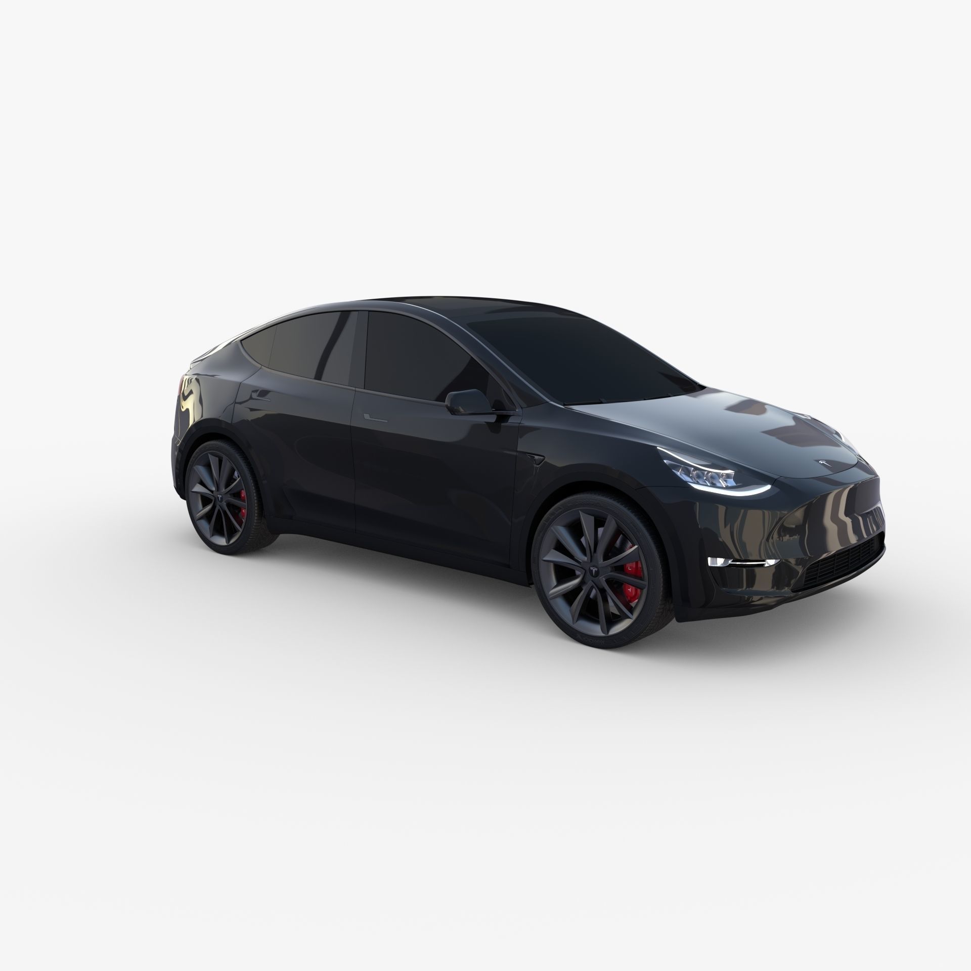 Tesla Model Y AWD Black with chassis 3D model_7