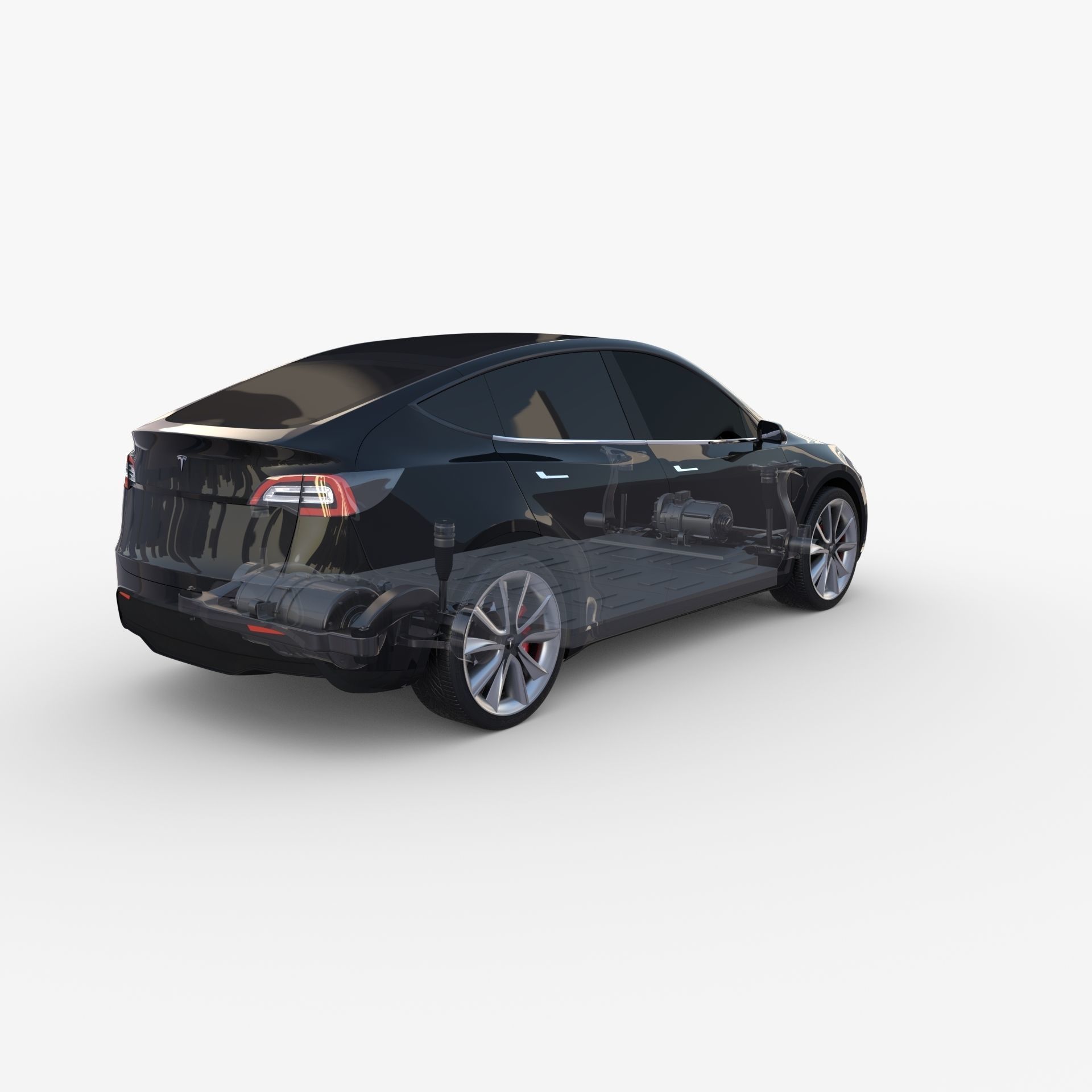 Tesla Model Y AWD Black with chassis 3D model_22